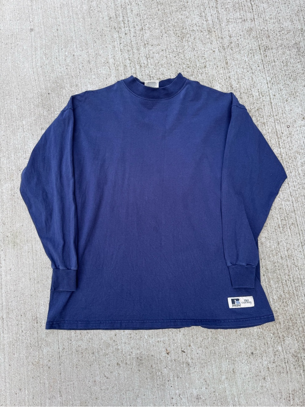 Vintage Faded Navy Blue Russell Athletic Pullover Mock Turtle Neck Men's XL